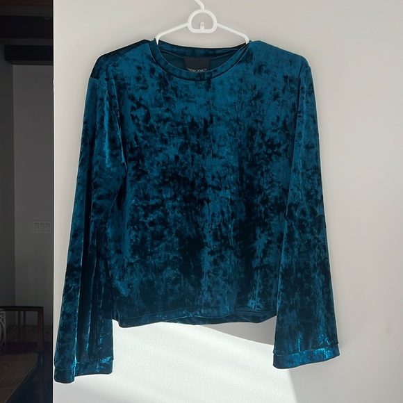 Cynthia Rowley Blue Velvet Blouse - Picture 1 of 3